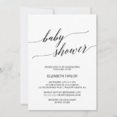 Elegant White en Black Calligraphy Baby shower Kaart (Voorkant)