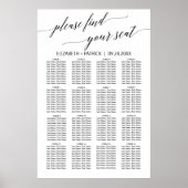 Elegant White en Black Calligraphy Seating Chart Poster (Voorkant)