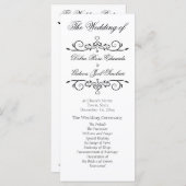 Elegant White en Black Heart Wedding Programme Programma (Voorkant / Achterkant)