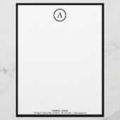 Elegant White en Black Monogram Letterhead Briefhoofd Ontwerp (Voorkant)