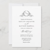 Elegant White en Black Monogram Weddenschap Kaart (Voorkant)