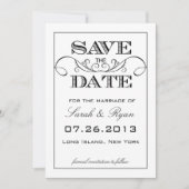 Elegant White en Black Save the Date Notice (Voorkant)