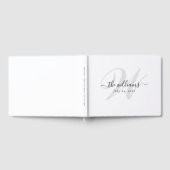 Elegant White en Black Script Monogram Weddenschap Gastenboek (Volledig)