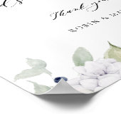 Elegant White en Blue Floral Kaarten & Gifts Sign Poster (Hoek)