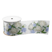 Elegant White en Blue Floral Pattern Lint (Spoel)