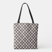 Elegant White en Brown Checkered Pattern Draagtas (Achterkant)