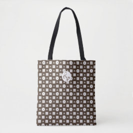 Elegant White en Brown Checkered Pattern Draagtas