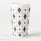 Elegant White en Brown Checkered Pattern Latte Mok (Voorkant)