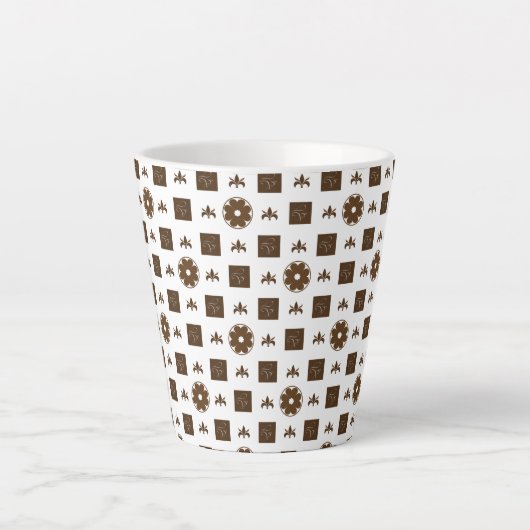 Elegant White en Brown Checkered Pattern Latte Mok (Voorkant)