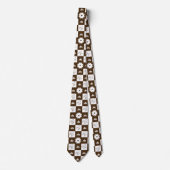 Elegant White en Brown Checkered Pattern Stropdas (Voorkant)