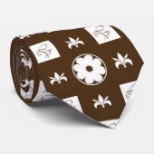 Elegant White en Brown Checkered Pattern Stropdas (Opgerold)