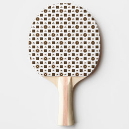 Elegant White en Brown Checkered Pattern Tafeltennisbatje