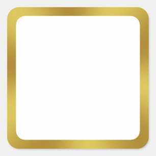 Elegant White en Faux Gold Border Vierkante Sticker