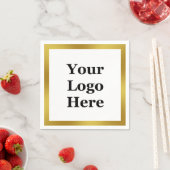 Elegant White en Faux Gold Uw Logo hier Servet (Insitu)