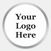 Elegant White en Faux Sliver Uw Logo hier Ronde Sticker (Voorkant)