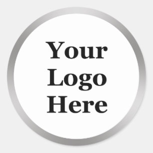 Elegant White en Faux Sliver Uw Logo hier Ronde Sticker