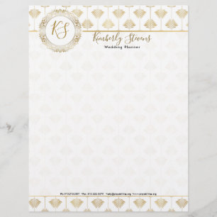 Elegant White en Gold Art-deco Pattern Briefhoofd