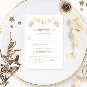 Elegant White en Gold Celestial RSVP met maaltijde