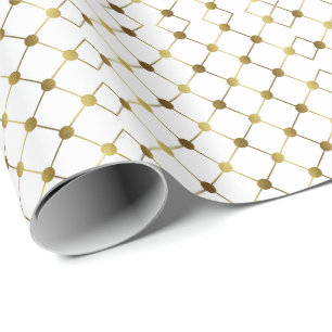 Elegant White en Gold Dot Grid Cadeaupapier