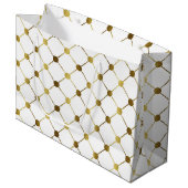 Elegant White en Gold Dot Grid Groot Cadeauzakje (Voorkant Gekanteld)