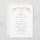 Elegant White en Gold Enchanting Monogram Wedding Kaart (Voorkant)