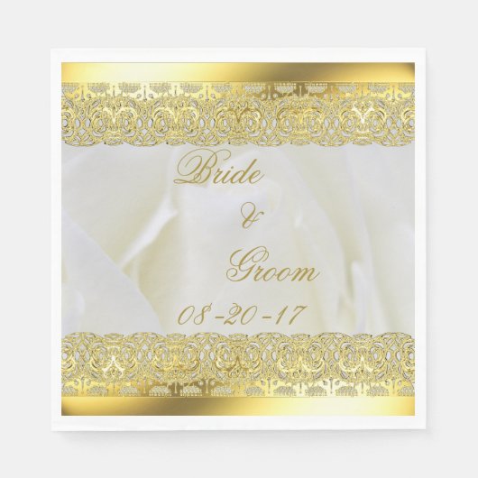 Elegant White en Gold Floral Roos Servet (Voorkant)