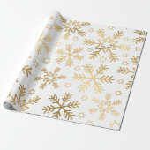 Elegant White en Gold Foil Snowflakes kerst Cadeaupapier (Uitgerold)