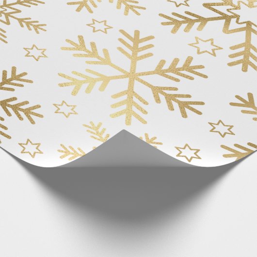 Elegant White en Gold Foil Snowflakes kerst Cadeaupapier (Hoek)