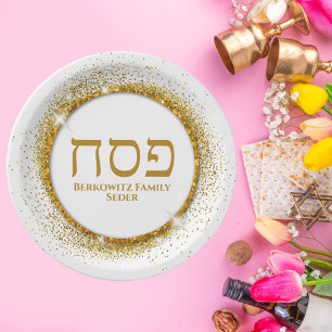 Elegant White en Gold Jewish Passover Seder Papieren Bordje