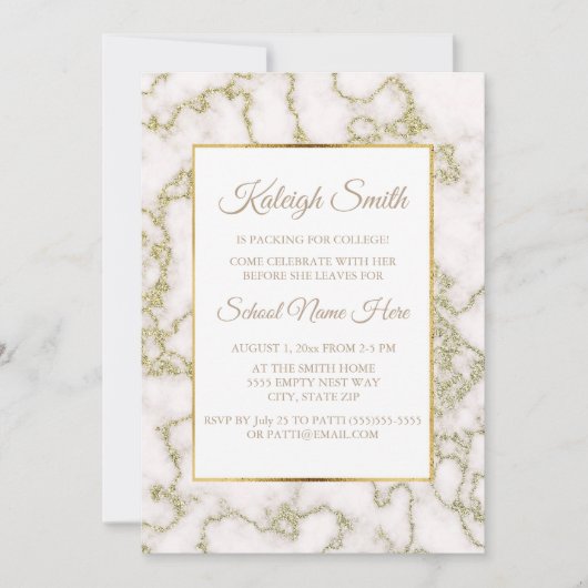 Elegant White en Gold Marble Trunk Party nodigt ui Kaart (Voorkant)