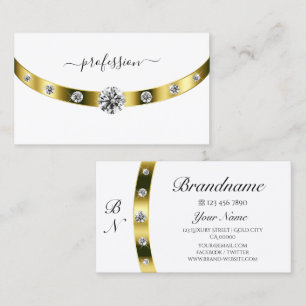 Elegant White en Gold met Monogram grafische Initi Visitekaartje