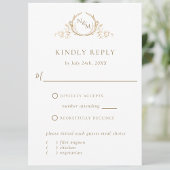 Elegant White en Gold Monogram RSVP-kaart RSVP Kaartje