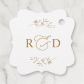 Elegant White en Gold Monogram Weddenschap Harteli Bedankjes Labels (Achterkant)