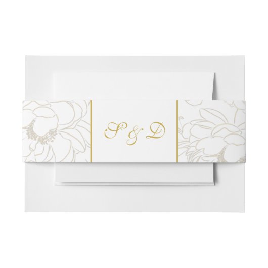 Elegant White en Gold Monogram Weddenschap Uitnodigingen Wikkel (Voorkant Voorbeeld)