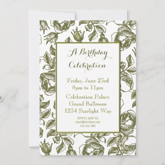 Elegant White en Gold Rozen - Aangepaste uitnodigi Kaart (Achterkant)