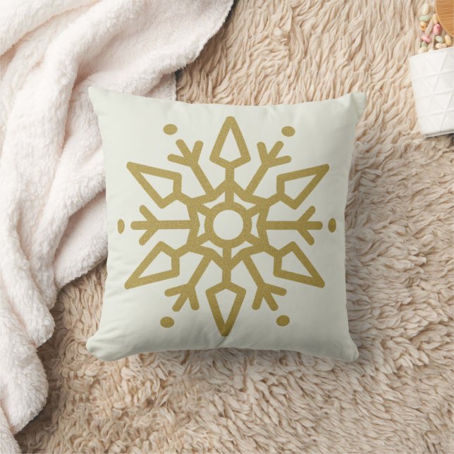 Elegant White en Gold Snowflake Sierkussen (Deken)