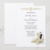 Elegant White en Gold Wedding Invitation Kaart (Voorkant / Achterkant)