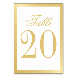 Elegant White en Gold Wedding Table Number Kaart