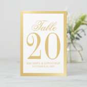 Elegant White en Gold Wedding Table Number Programma (Staand voorkant)