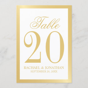 Elegant White en Gold Wedding Table Number Programma