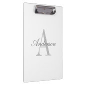 Elegant White en Gray Monogram Klembord (Rechts)