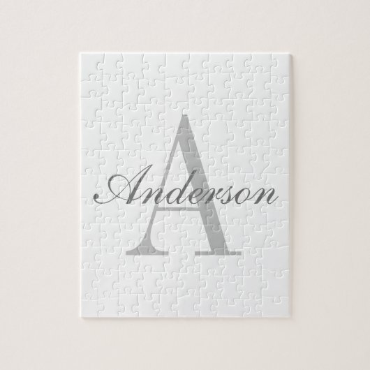 Elegant White en Gray Monogram Legpuzzel (Verticaal)