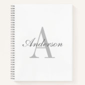 Elegant White en Gray Monogram Notitieboek (Voorkant)