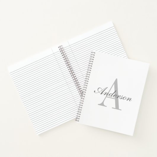 Elegant White en Gray Monogram Notitieboek (Binnen)