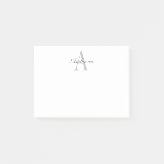 Elegant White en Gray Monogram Post-it® Notes (Voorkant)