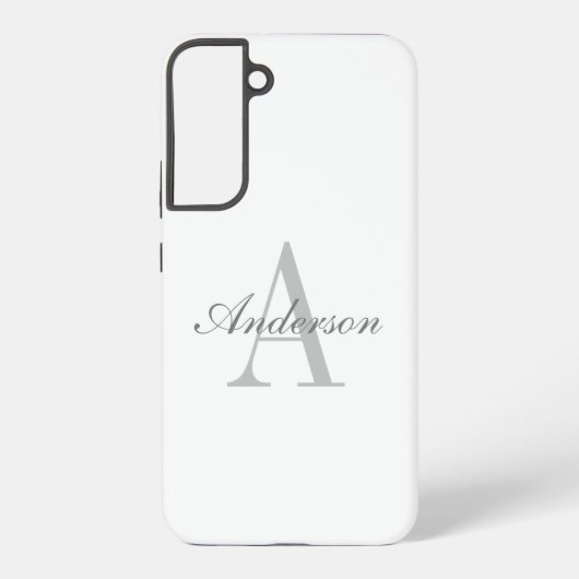 Elegant White en Gray Monogram Samsung Galaxy Hoesje (Achterkant)