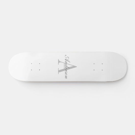 Elegant White en Gray Monogram Skateboard (Horizontaal)