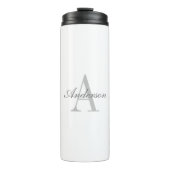 Elegant White en Gray Monogram Thermosbeker (Voorkant)