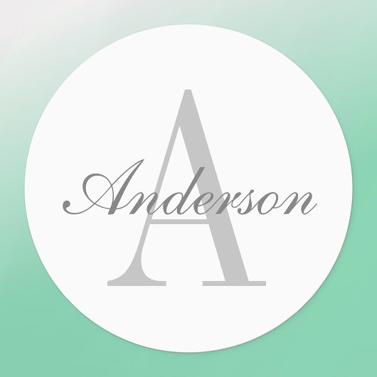 Elegant White en Gray Monogram | Waterdicht Labels