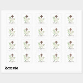 Elegant White en Green Floral Cross Heilige Commun Vierkante Sticker (Vel)